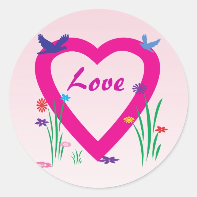 Sticker Rond Amour du coeur du printemps (Devant)