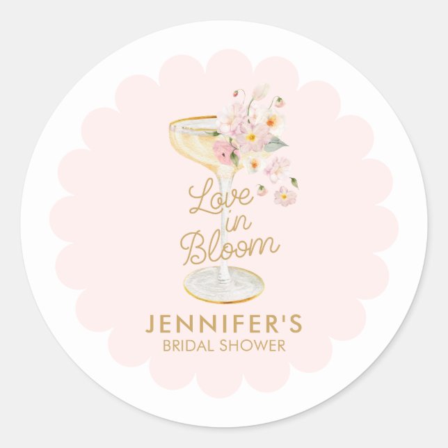 Sticker Rond Amour en fleur Wedding shower Favoriser (Devant)