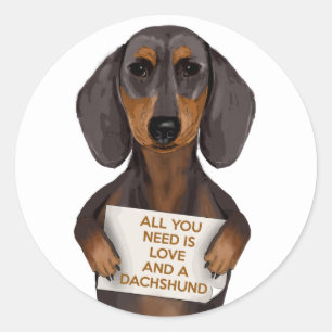 Sticker Rond Amour et Dachshund