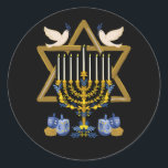 Sticker Rond Amour et lumière Hanoukka Juif Menorah Juif Chanuk<br><div class="desc">Hanoukka est une fête juive commémorant la réinauguration du Second Temple Il est aussi connu comme le Festival des Lumières,  Chanukah.</div>