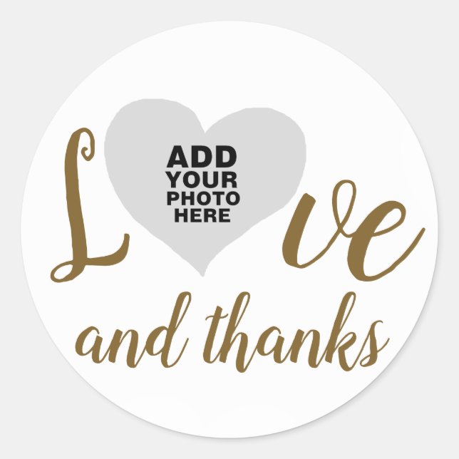 Sticker Rond amour et merci / merci mariage photo (Devant)