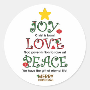 Sticker Rond Amour et paix chrétiens de joie de Noël