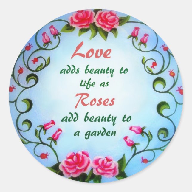 Sticker Rond Amour et Roses (Devant)