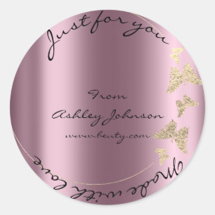 Sticker Rond Amour fait pour vous or de pourpre de rose de