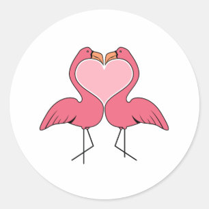 Sticker Rond Amour Flamant rose
