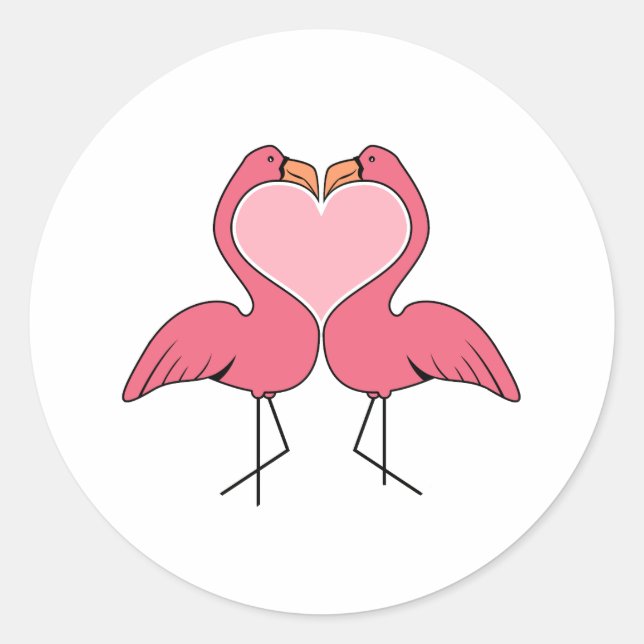 Sticker Rond Amour Flamant rose (Devant)