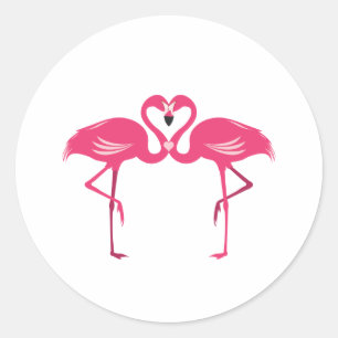 Sticker Rond Amour Flamant rose