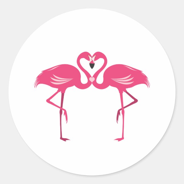 Sticker Rond Amour Flamant rose (Devant)