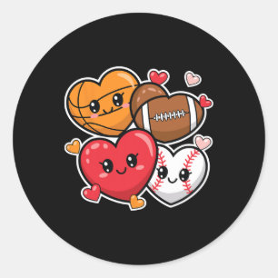 Sticker Rond Amour Footll Sketll Saint Valentin Garçons Et Homm