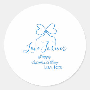 Sticker Rond Amour Forever bleu arc heureux Saint-Valentin nom 