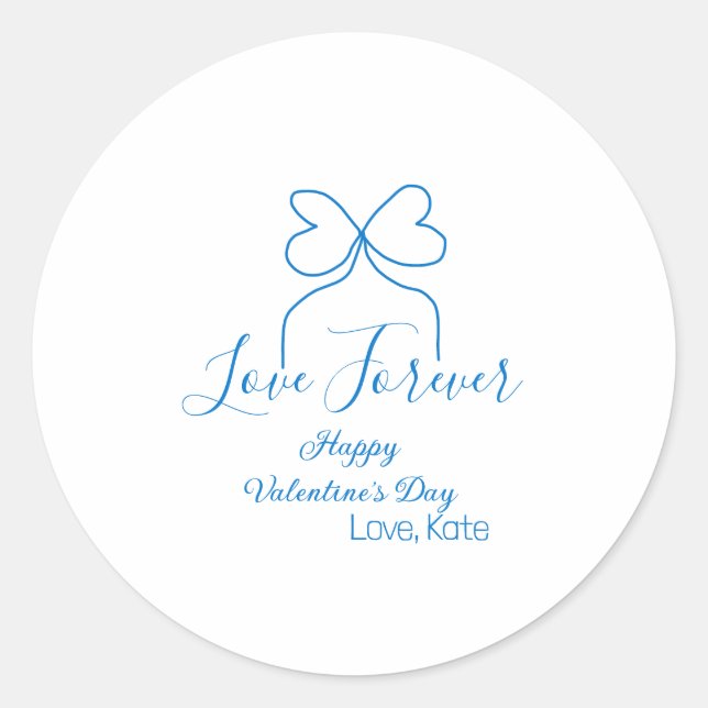 Sticker Rond Amour Forever bleu arc heureux Saint-Valentin nom  (Devant)