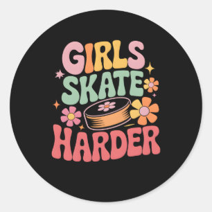 Sticker Rond Amour groovy de hockey Amateur de hockey sur glace