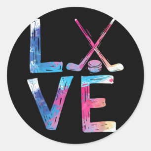 Sticker Rond Amour Hockey sur glace filles Dons de hockey femme