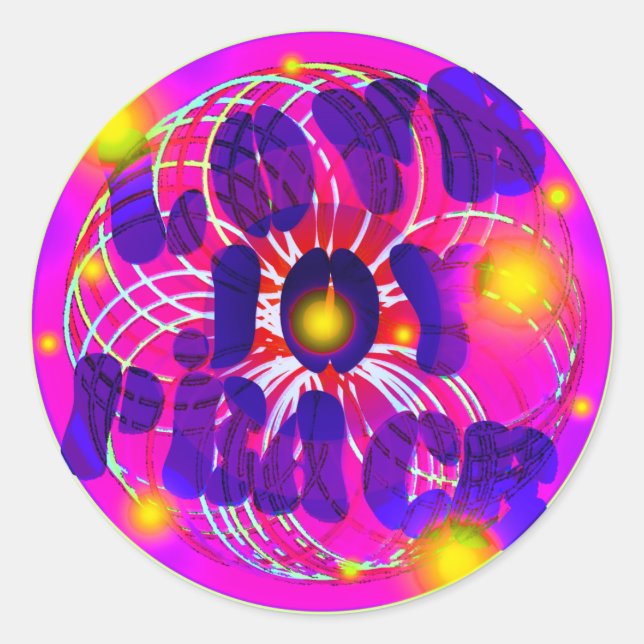Sticker Rond Amour, Joie, Paix (Devant)