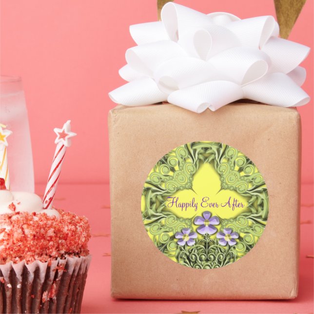 Sticker Rond Amour mariage Heureux Jamais Après (Fête)