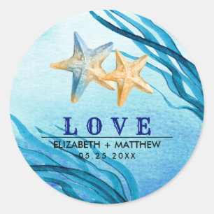 Sticker Rond Amour. Mariage personnalisé de poisson-étoiles de