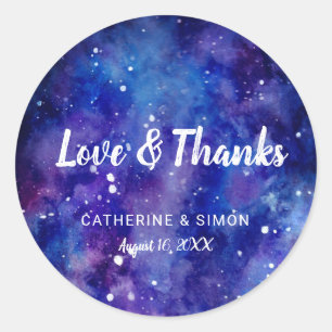 Sticker Rond amour & merci élégante galaxie nuit ciel étoiles c
