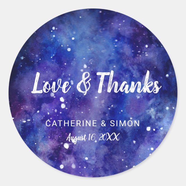 Sticker Rond amour & merci élégante galaxie nuit ciel étoiles c (Devant)