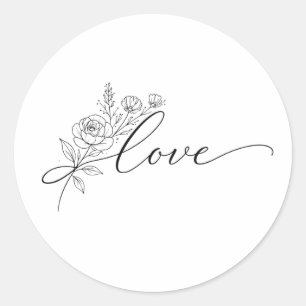 Sticker Rond Amour minimaliste Art en ligne floral