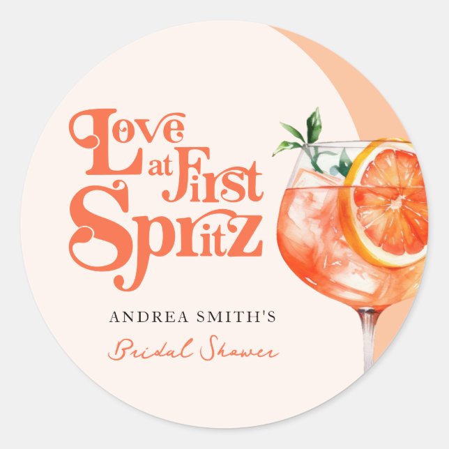 Sticker Rond Amour Moderne Dès le Premier Spritz Baby Shower Ré (Devant)