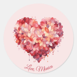 Sticker Rond Amour Nom personnalisé Saint Valentin