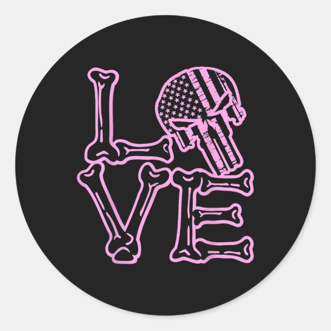 Sticker Rond Amour Os Crâne Valentine Graphisme Pour Couples (Devant)