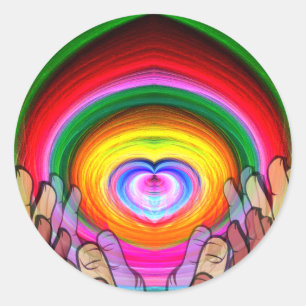 Sticker Rond Amour, Paix et Unité_