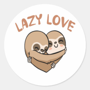Sticker Rond Amour paresseux