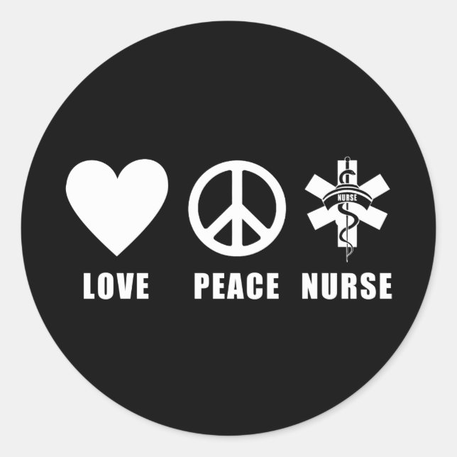 Sticker Rond Amour Peace Nurse (Devant)