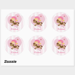 Sticker Rond Amour Personnalisé Horsérigraphie Pink Stripes