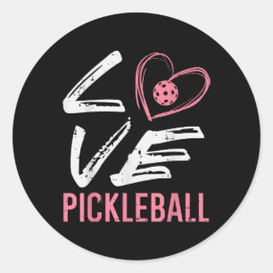 Sticker Rond Amour Pickleball Cœur Pickle Ball Femmes Filles En