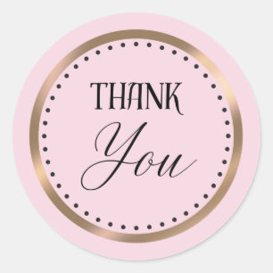 Sticker Rond Amour pointu : Merci rose et or