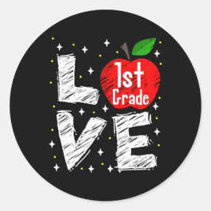 Sticker Rond Amour Pomme 1ère année Amusant Retour à l'école En