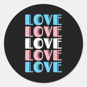Sticker Rond Amour Répétant le Texte LGBTQ Fierté Transgenre