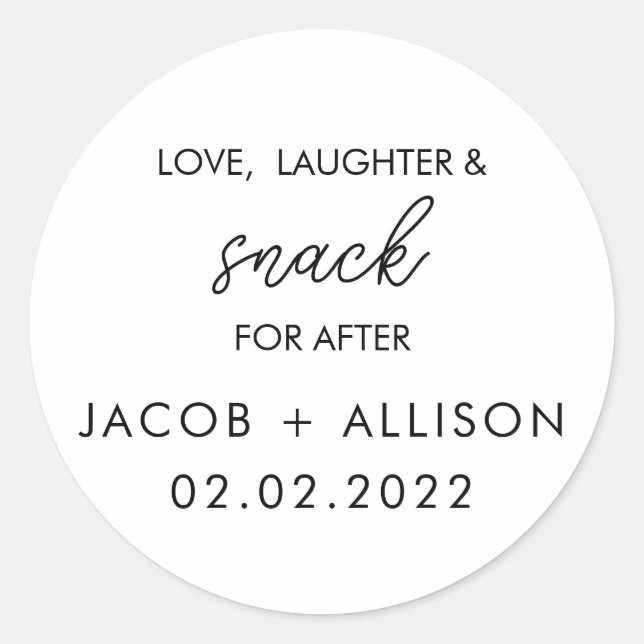 Sticker Rond Amour rire & collation élégance mariage faveur (Devant)