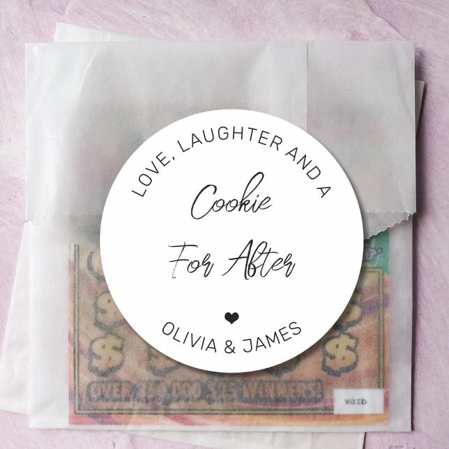 Sticker Rond Amour Rire & Un Cookie Pour Mariage Après Cursive (Créateur téléchargé)