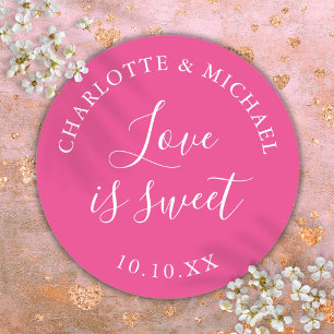 Sticker Rond Amour Rose Chaud Est Un Cadeau De Mariage Sucré