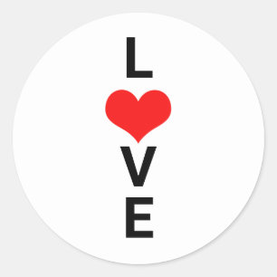 Sticker Rond Amour Rouge Coeur Mignon Saint-Valentin Blanc Pers