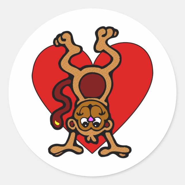 Sticker Rond Amour singe (Devant)
