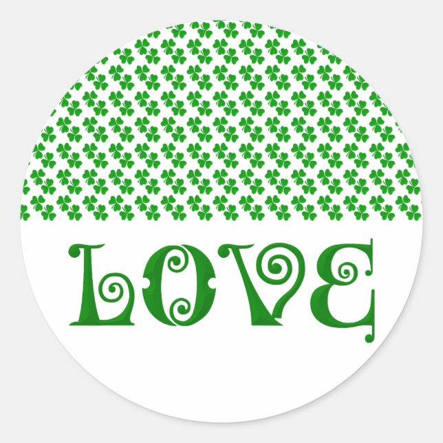 Sticker Rond Amour trèfle Shamrock (Devant)