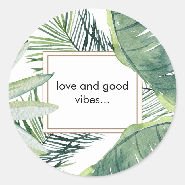 Sticker Rond Amour tropical et Good Vibes (Devant)