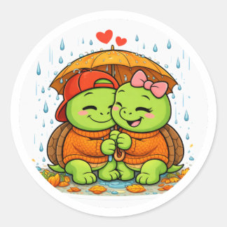 Sticker Rond Amour un jour de pluie