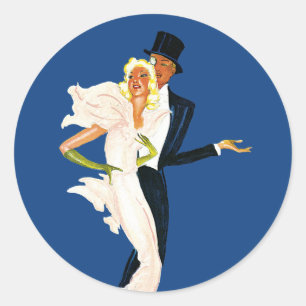 Sticker Rond Amour vintage et romance, Mariage moderne Couple