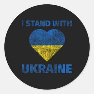 Sticker Rond Amour Vintage Je suis avec l'Ukraine Soutien Ukrai