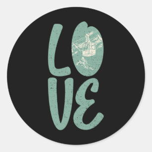 Sticker Rond Amour vintage Pour Ski T Chemise Ski Ascenseur Sno