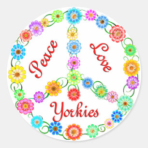 Sticker Rond Amour Yorkies de paix
