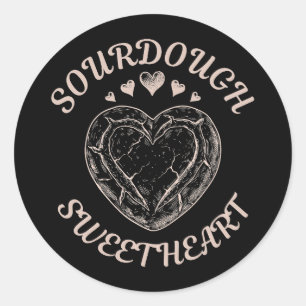 Sticker Rond Amoureux au Pain au Levain, Valentin Drôle Cœur Pa