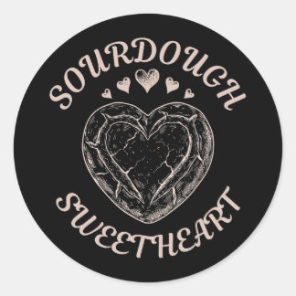 Sticker Rond Amoureux au Pain au Levain, Valentin Drôle Cœur Pa