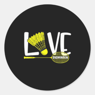 Sticker Rond Amoureux de badminton Raquette et volant mignons F