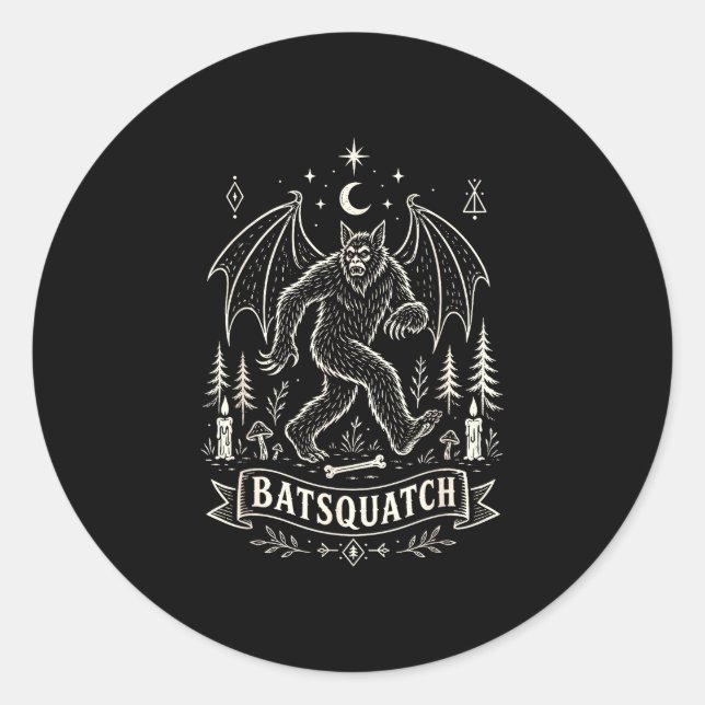 Sticker Rond Amoureux de Bigfoot sasquatch cryptide effrayant h (Devant)
